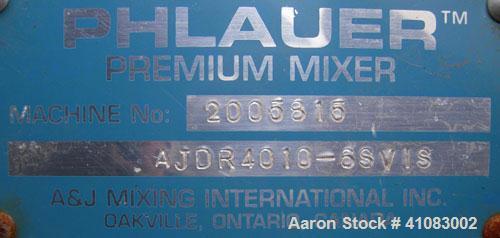 Used Stainless Steel Phlauer/A & J Mixing Heavy Duty Double Spiral Ribbon Blender, Model AJDR4010, 100 cubic feet working capacity