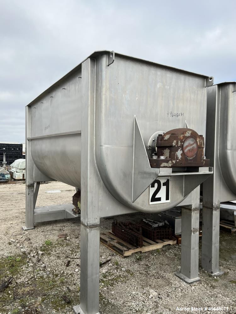 Used- 316 Stainless Steel Double Spiral Ribbon Blender. Approximate 270 Cubic Foot working capacity. Non-Jacketed trough app...