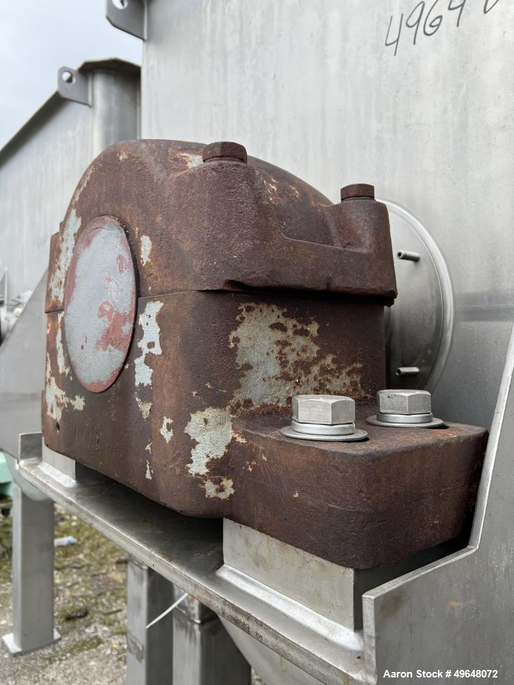 Used 316 Stainless Steel Double Spiral Ribbon Blender. Approximate 270 Cubic Foot working capacity. Non-Jacketed trough approximately 144" L x 60" W x 66" Deep. Open top, no cover. Approximate 10" di...