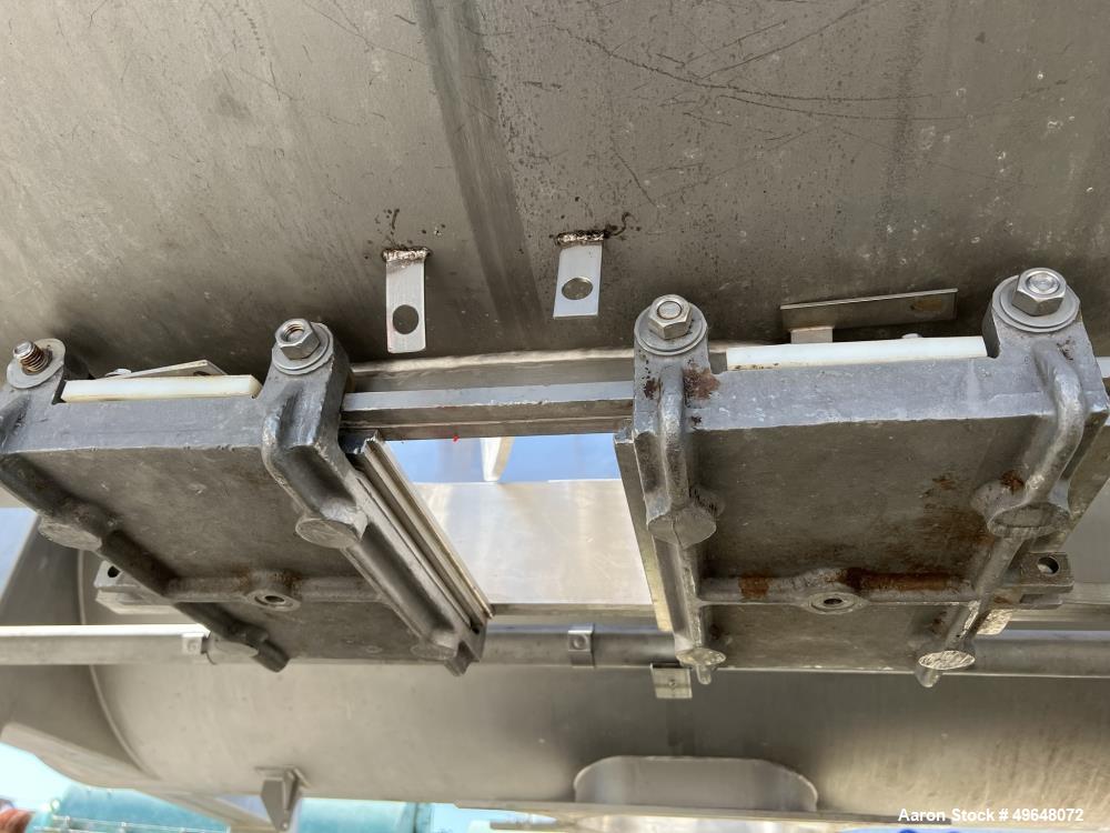 Used 316 Stainless Steel Double Spiral Ribbon Blender. Approximate 270 Cubic Foot working capacity. Non-Jacketed trough approximately 144" L x 60" W x 66" Deep. Open top, no cover. Approximate 10" di...
