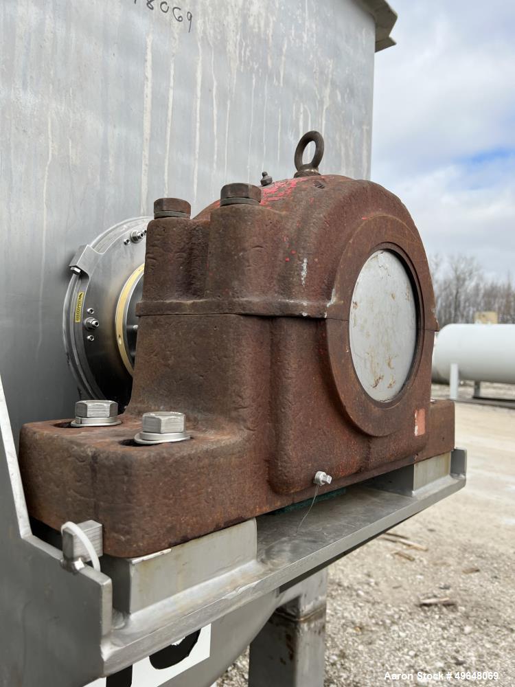 Used 316 Stainless Steel Double Spiral Ribbon Blender. Approximate 270 Cubic Foot working capacity. Non-Jacketed trough approximately 144" L x 60" W x 66" Deep. Open top, no cover. Approximate 10" di...