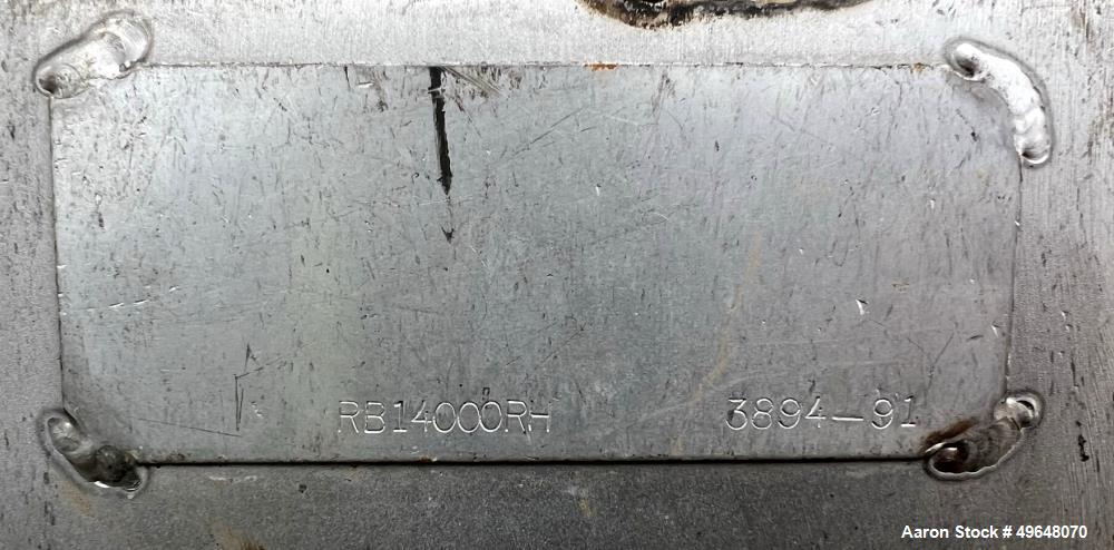Used 316 Stainless Steel Double Spiral Ribbon Blender. Approximate 270 Cubic Foot working capacity. Non-Jacketed trough approximately 144" L x 60" W x 66" Deep. Open top, no cover. Approximate 10" di...