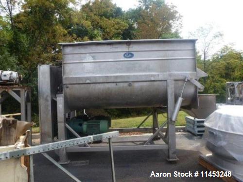 Used- Stainless Steel Rietz Twin Shaft Ribbon Blender, Model RS40-K-3410, 250 cubic feet