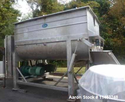 Used- Stainless Steel Rietz Twin Shaft Ribbon Blender, Model RS40-K-3410, 250 cubic feet