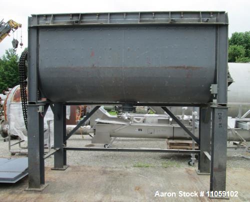 Used- Ribbon Blender, Approximately 150 Cubic Foot Stainless Steel. Trough has a carbon steel jacket rated 75 PSI at 320 deg...