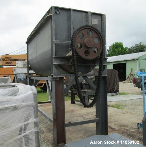 Used- Ribbon Blender, Approximately 150 Cubic Foot Stainless Steel. Trough has a carbon steel jacket rated 75 PSI at 320 deg...