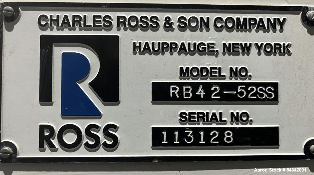 Used Ross 52 Cu Ft Stainless Steel Ribbon Blender – Model RB42-52SS