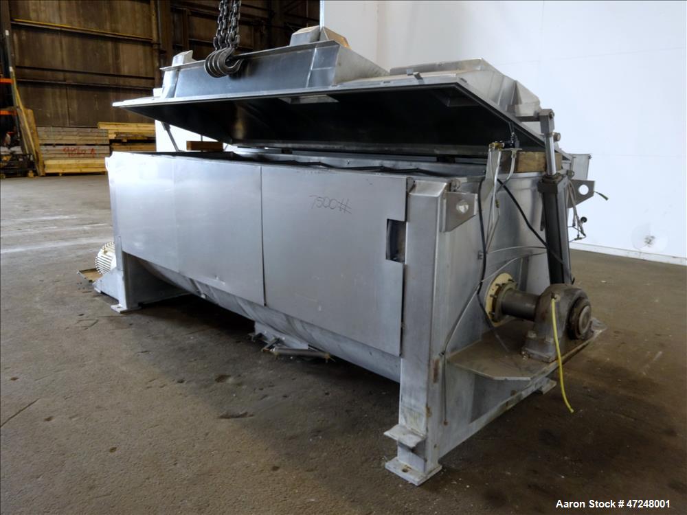 Used- Ross Ribbon Blender, Approximate 100 Cubic Feet, 304 Stainless Steel.