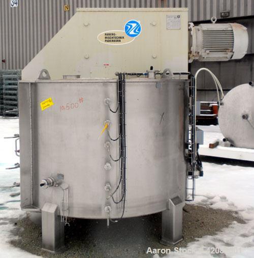 Used- Ruberg Vertical Single Shaft Mixer, 88.3 cubic feet (25-2500 liter), model VM2500, 316L stainless steel. Non-jacketed ...