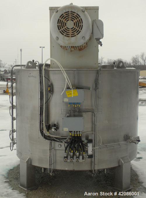 Used- Ruberg Vertical Single Shaft Mixer, 88.3 cubic feet (25-2500 liter), model VM2500, 316L stainless steel. Non-jacketed ...