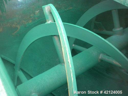 Used S. Howes Double Spiral Ribbon Blender, model M-244, 14.1 cubic feet working capacity, carbon steel. Non-jacketed trough 24" wide x 48" long x approximately 26" deep. 3" diameter shaft. Inner rib...