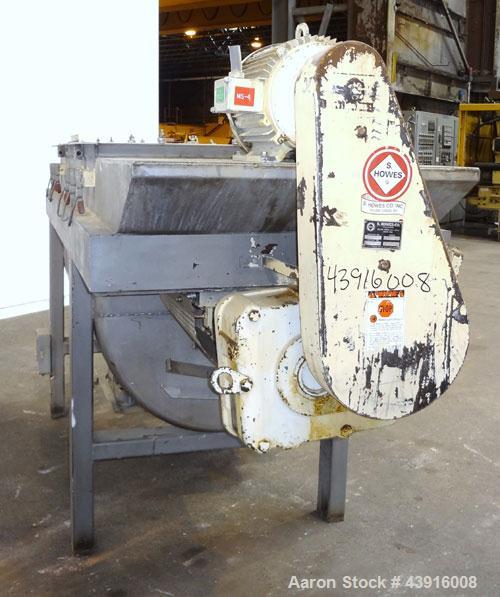 Used S. Howes Sanimix Double Spiral Ribbon Blender, Model S-366, 47.8 Cubic Feet Working Capacity, 304 Stainless Steel.  Non-jacketed trough 36" wide x 72" long x approximately 40" deep.         4-1/...