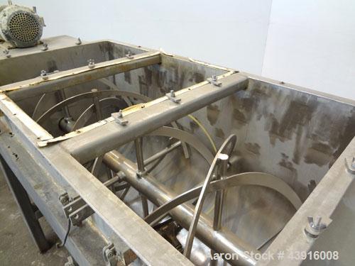 Used S. Howes Sanimix Double Spiral Ribbon Blender, Model S-366, 47.8 Cubic Feet Working Capacity, 304 Stainless Steel.  Non-jacketed trough 36" wide x 72" long x approximately 40" deep.         4-1/...
