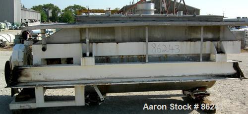 Used S Howes Double Spiral Ribbon Blender, Model S488, 113 Cubic Feet Working Capacity, 304 Stainless Steel. Non-jacketed trough 48" wide x 96" long x approximately 54" deep. 6" diameter shaft, inner...