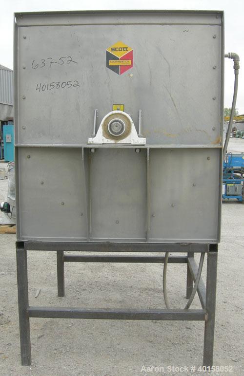 Used Scott Equipment Co double spiral ribbon blender, approximately 56 cubic feet working capacity, 304 stainless steel. Dimpled jacketed trough 48" wide x 54" long x approximately 54" deep, rated 30...