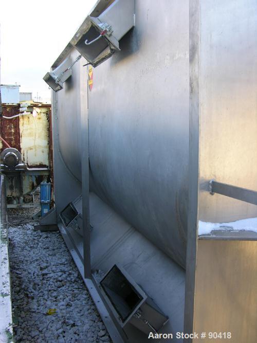 Used Scott Equipment Ribbon Blender, Model GHMA6613, 300 Cubic Feet, 304 Stainless Steel. Non-jacketed trough 66" wide x 13' long. Outboard roller bearings, air purge seals. Top cover. Drop bottom di...
