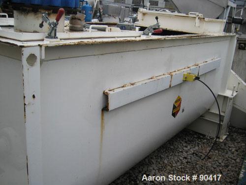 USED: Scott ribbon blender, model SHRM4810, 125 cubic feet, carbon steel. Non-jacketed trough 48" wide x 10' long. Outboard roller bearings, packing glands. Top cover. 10" end obttom outlet. Chain dr...