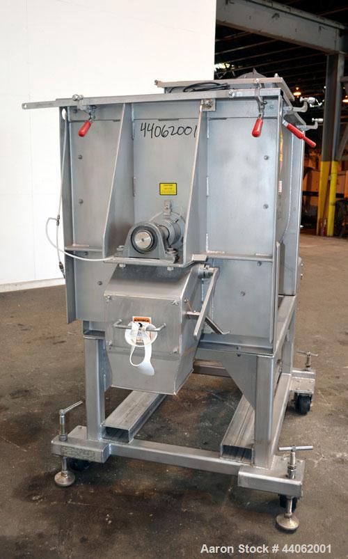Used Scott Equipment Paddle/Ribbon Blender, Model SPRM304SS, 20 Cubic Feet Working Capacity, 304 Stainless Steel. Non-jacketed trough 31” wide x 48” long x approximately 36” deep. 4” Diameter shaft, ...