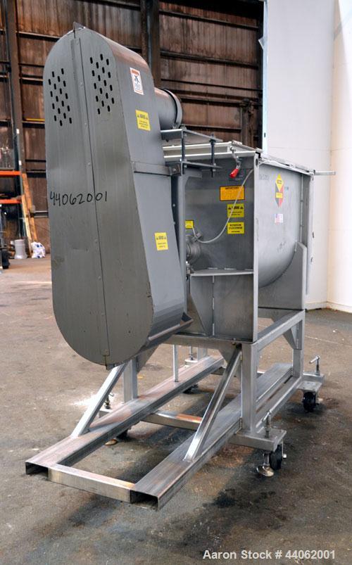Used Scott Equipment Paddle/Ribbon Blender, Model SPRM304SS, 20 Cubic Feet Working Capacity, 304 Stainless Steel. Non-jacketed trough 31” wide x 48” long x approximately 36” deep. 4” Diameter shaft, ...