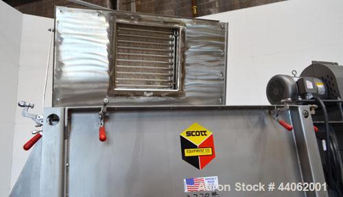 Used Scott Equipment Paddle/Ribbon Blender, Model SPRM304SS, 20 Cubic Feet Working Capacity, 304 Stainless Steel. Non-jacketed trough 31” wide x 48” long x approximately 36” deep. 4” Diameter shaft, ...