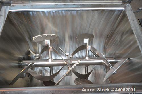 Used Scott Equipment Paddle/Ribbon Blender, Model SPRM304SS, 20 Cubic Feet Working Capacity, 304 Stainless Steel. Non-jacketed trough 31” wide x 48” long x approximately 36” deep. 4” Diameter shaft, ...