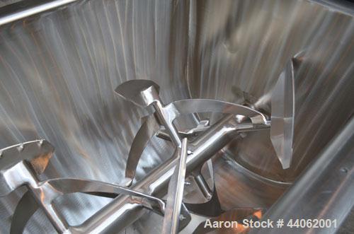 Used Scott Equipment Paddle/Ribbon Blender, Model SPRM304SS, 20 Cubic Feet Working Capacity, 304 Stainless Steel. Non-jacketed trough 31” wide x 48” long x approximately 36” deep. 4” Diameter shaft, ...