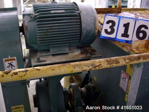 Used Scott Equipment Paddle/Ribbon Blender, model SPRM487, 99 cubic feet working capacity, carbon steel. Non-jacketed trough 48" wide x 84" long x approximately 52" deep. 7" diameter shaft. Single ri...