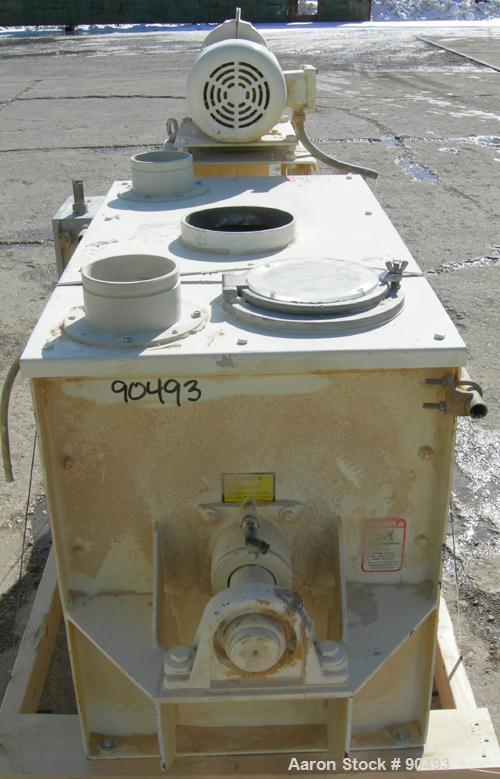 USED: Scott Equipment Co double spiral ribbon blender, model SRM183SS, 6 cubic feet, 304 stainless steel. Non-jacketed trough 18" wide x 36" long x approximately 20" deep. 2-1/2" diameter shaft, inne...