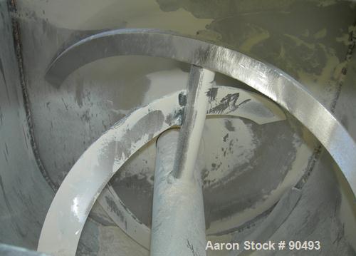 USED: Scott Equipment Co double spiral ribbon blender, model SRM183SS, 6 cubic feet, 304 stainless steel. Non-jacketed trough 18" wide x 36" long x approximately 20" deep. 2-1/2" diameter shaft, inne...