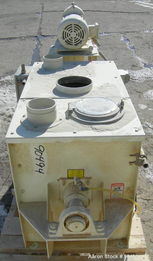 USED: Scott Equipment Co double spiral ribbon blender, model SRM183SS, 6 cubic feet, 304 stainless steel. Non-jacketed trough 18" wide x 36" long x approximately 20" deep. 2-1/2" diameter shaft, inne...