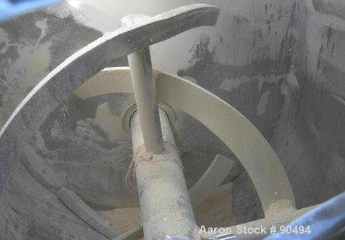 USED: Scott Equipment Co double spiral ribbon blender, model SRM183SS, 6 cubic feet, 304 stainless steel. Non-jacketed trough 18" wide x 36" long x approximately 20" deep. 2-1/2" diameter shaft, inne...
