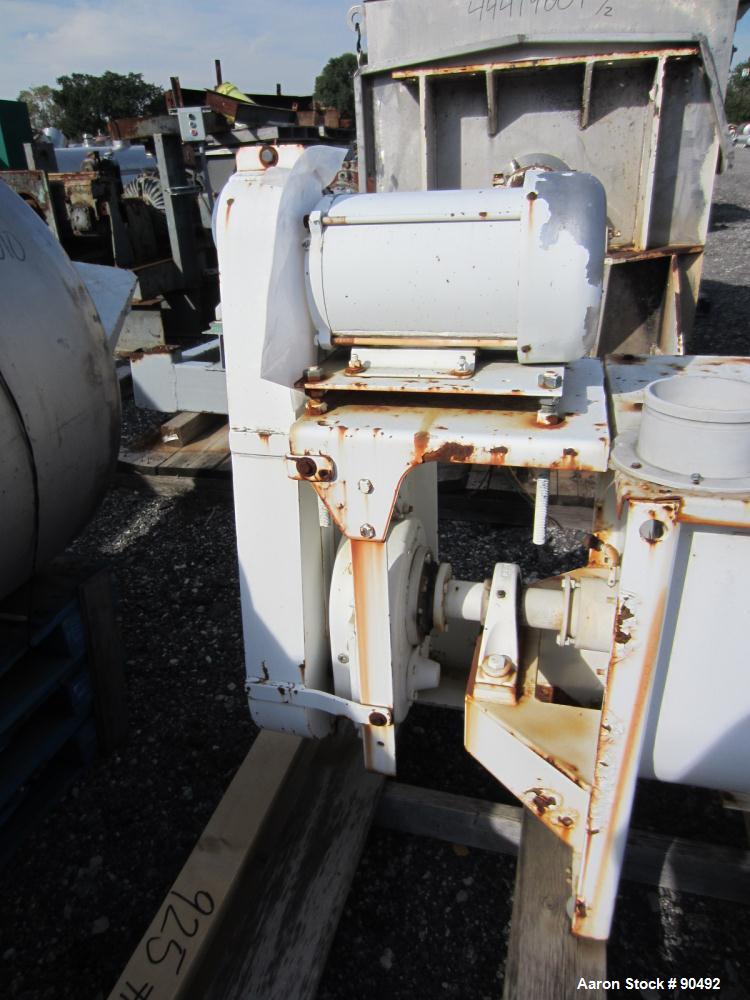 Used Scott Equipment Company Double Spiral Ribbon Blender, Model SRM183, 6 Cubic Feet, Carbon Steel. Non-jacketed trough 18" wide x 36" long x approximately 20" deep. 2-1/2" diameter shaft, inner rib...