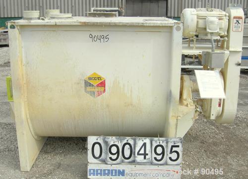 USED: Scott Equipment Co double spiral ribbon blender, model SRM404SS, 35 cubic feet, 304 stainless steel. Non-jacketed trough 40" wide x 48" long x approximately 46" deep. 5" diameter shaft, inner r...
