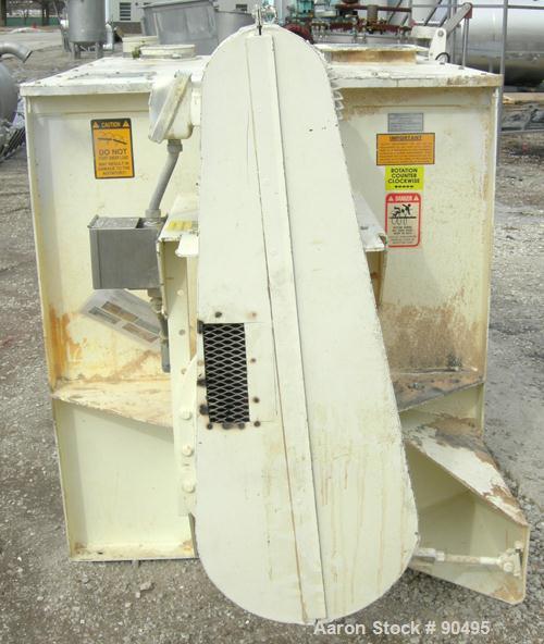 USED: Scott Equipment Co double spiral ribbon blender, model SRM404SS, 35 cubic feet, 304 stainless steel. Non-jacketed trough 40" wide x 48" long x approximately 46" deep. 5" diameter shaft, inner r...