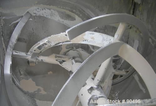 USED: Scott Equipment Co double spiral ribbon blender, model SRM404SS, 35 cubic feet, 304 stainless steel. Non-jacketed trough 40" wide x 48" long x approximately 46" deep. 5" diameter shaft, inner r...