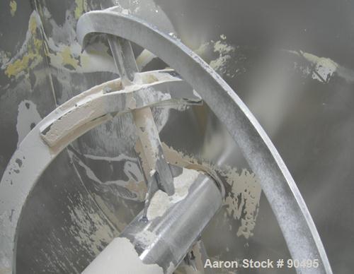 USED: Scott Equipment Co double spiral ribbon blender, model SRM404SS, 35 cubic feet, 304 stainless steel. Non-jacketed trough 40" wide x 48" long x approximately 46" deep. 5" diameter shaft, inner r...