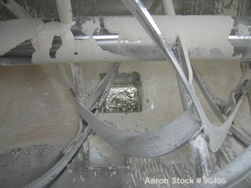 USED: Scott Equipment Co double spiral ribbon blender, model SRM404SS, 35 cubic feet, 304 stainless steel. Non-jacketed trough 40" wide x 48" long x approximately 46" deep. 5" diameter shaft, inner r...