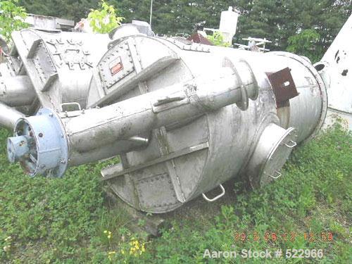 USED: 100 cubic foot Sprout Bauer blender - dryer, stainless steel construction. Approximately 48" diameter x 90" straight side with cone bottom that is perforated and contains screens. 12" diameter ...
