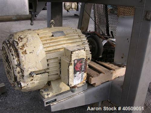 Used Sprout Waldron Double Spiral Ribbon Blender, Model 14,000#, 267 cubic feet working capacity, stainless steel. Non- jacketed trough 60" wide x 144" long x approximately 65" deep. 10" diameter sha...