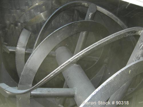 Used Sprout Waldron Double Spiral Ribbon Blender, Model B-340, 340 cubic foot working capacity, 316 stainless steel.  Jacketed trough 132" long x 76" wide x approximately 84" deep.  10" diameter shaf...