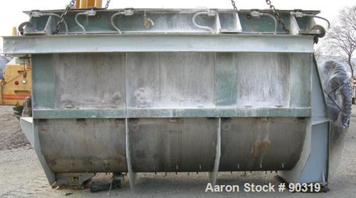 Used Sprout Waldron Double Spiral Ribbon Blender, Model B-340, 340 Cubic Foot Working Capacity, 316 Stainless Steel. Non -jacketed trough 132" long x 76" wide x approximately 84" deep. 10" diameter s...