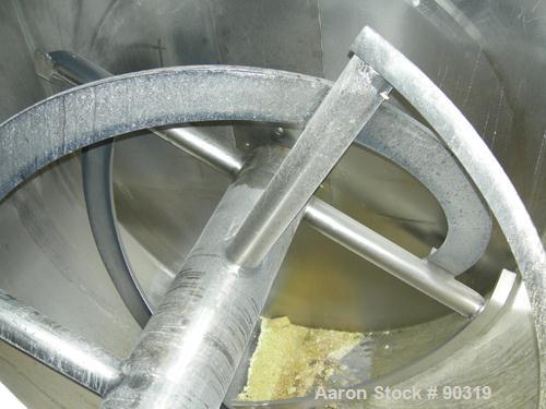 Used Sprout Waldron Double Spiral Ribbon Blender, Model B-340, 340 Cubic Foot Working Capacity, 316 Stainless Steel. Non -jacketed trough 132" long x 76" wide x approximately 84" deep. 10" diameter s...
