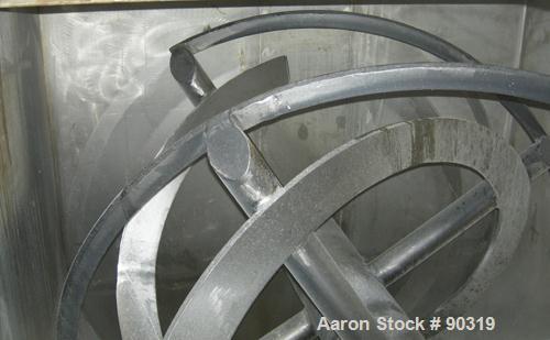 Used Sprout Waldron Double Spiral Ribbon Blender, Model B-340, 340 Cubic Foot Working Capacity, 316 Stainless Steel. Non -jacketed trough 132" long x 76" wide x approximately 84" deep. 10" diameter s...