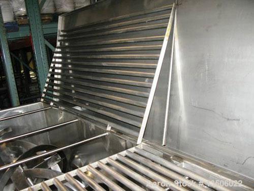Used-Stricklin 56 Cubic Foot Double Ribbon Blender, stainless steel food grade. Trough measures 10' long x 30" wide x 35 1/2...