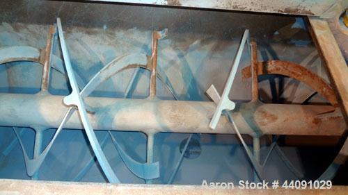 Used Strong-Scott Double Spiral Ribbon Blender, Model IMH-60, 60 Cubic Feet Maximum Working Capacity, 20 Minimum, Carbon Steel. Non-Jacketed trough 38" wide x 99" long x approximately 44" deep. 6-1/2...
