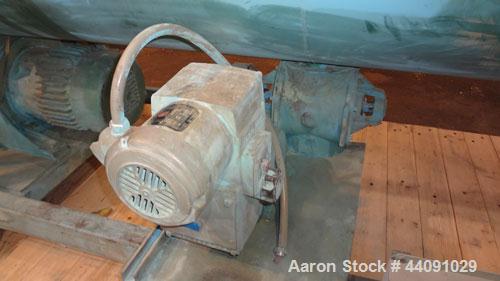 Used Strong-Scott Double Spiral Ribbon Blender, Model IMH-60, 60 Cubic Feet Maximum Working Capacity, 20 Minimum, Carbon Steel. Non-Jacketed trough 38" wide x 99" long x approximately 44" deep. 6-1/2...