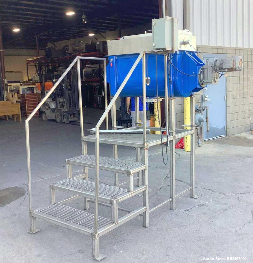 Used- Double Spiral Ribbon Mixer / Blender, Approximately 10 Cubic Feet, 304 Stainless Steel. Double spiral ribbon, driven b...