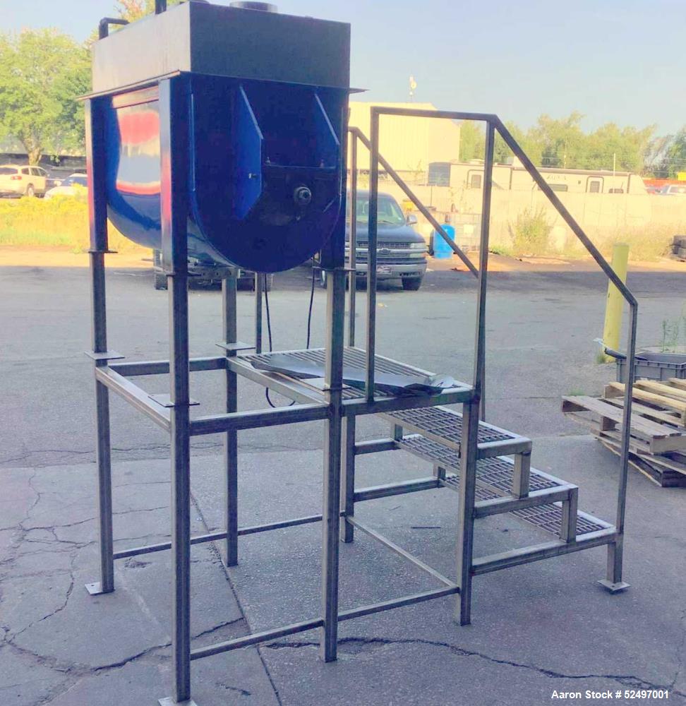 Used Double Spiral Ribbon Mixer / Blender, Approximately 10 Cubic Feet, 304 Stainless Steel. Double spiral ribbon, driven by a 2HP, 3/60/230/460 volt, 1767/49 rpm gear motor. Clamp -on top cover with...