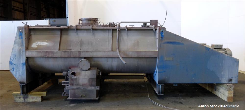 Used Van den Berg BMW Ribbon Blender, Model 1000-V-Omega, 304 Stainless Steel, Approximate 176 Cubic Feet. 5000 Liter maximum capacity. Non-jacketed trough approximate 129" long x 79" wide x 35" deep...