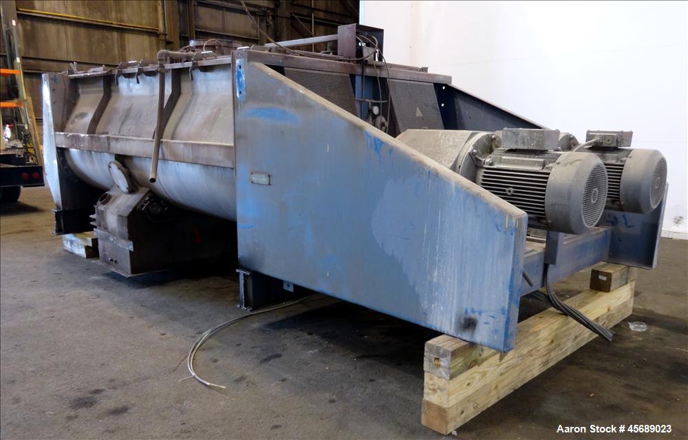 Used Van den Berg BMW Ribbon Blender, Model 1000-V-Omega, 304 Stainless Steel, Approximate 176 Cubic Feet. 5000 Liter maximum capacity. Non-jacketed trough approximate 129" long x 79" wide x 35" deep...